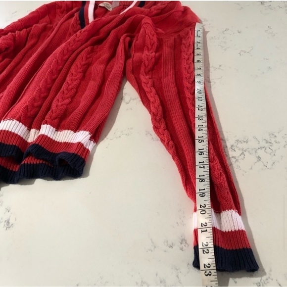 Vintage THE FOX Collection V-neck knit sweater long sleeve cotton red,white - Picture 11 of 16